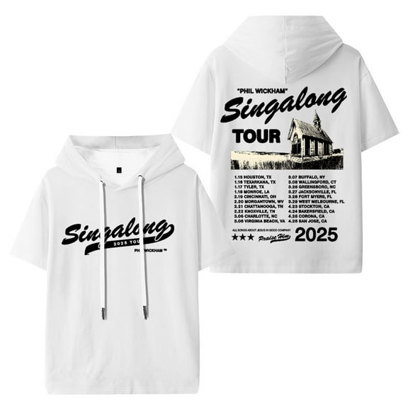 Phil Wickham Singalong Tour 2025 Hooded Short Sleeve Hip Hop Tops Fashion Hoodies