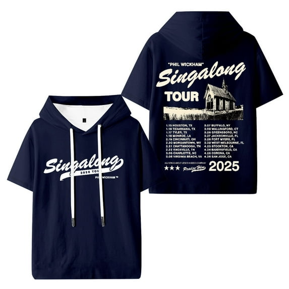 Phil Wickham Singalong Tour 2025 Hooded Short Sleeve Hip Hop Tops Fashion Hoodies