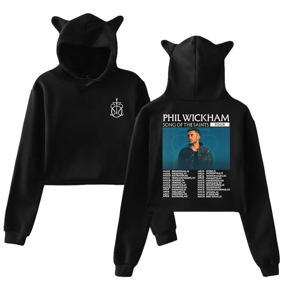 Phil Wickham Song Of The Saints Tour 2026 Hoodie Cat Ears Crop Top Long Sleeve Streetwear Women's Clothes
