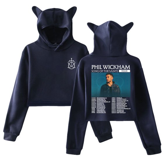 Phil Wickham Song Of The Saints Tour 2026 Hoodie Cat Ears Crop Top Long Sleeve Streetwear Women's Clothes