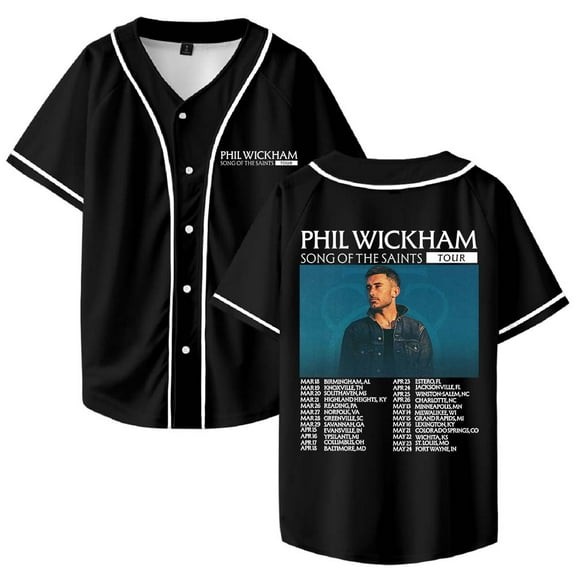 Phil Wickham Song Of The Saints Tour 2026 Merch Baseball Jersey Shirt V-Neck Women Men Short Sleeve Streetwear Clothes