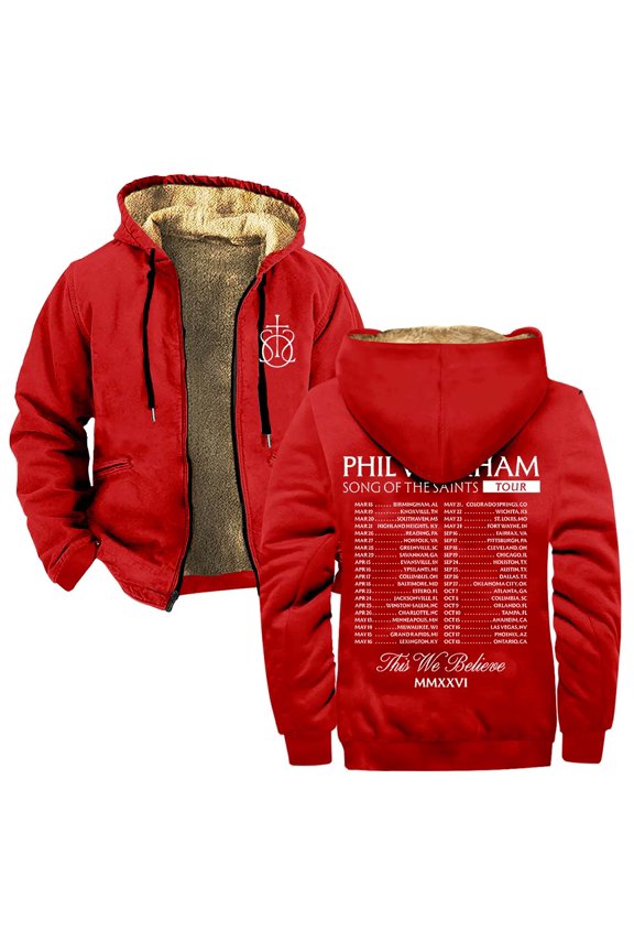 Phil Wickham Song of the Saints Classic Tour 2026 Merch Zipper Hoodies Women Men Jacket Parkas Long Sleeve Streetwear Coat
