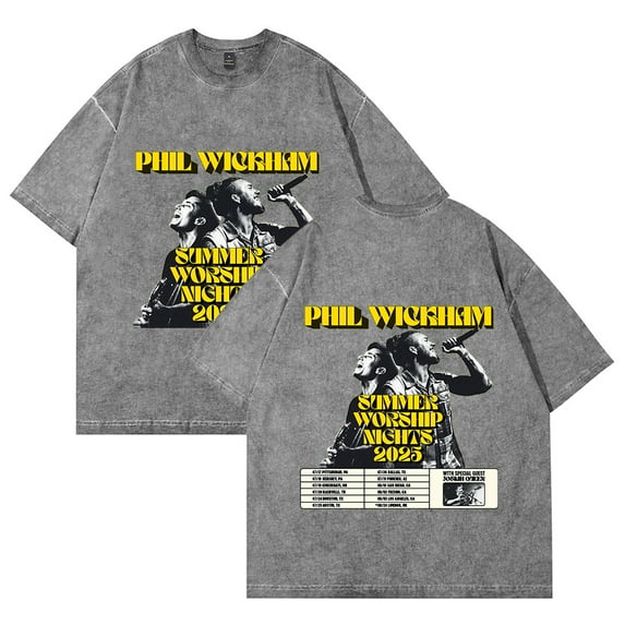 Phil Wickham Summer Worship Nights 2025 T-Shirt Cotton Vintage Wash Tee For Women/Men Short Sleeve Tshirt Streetwear