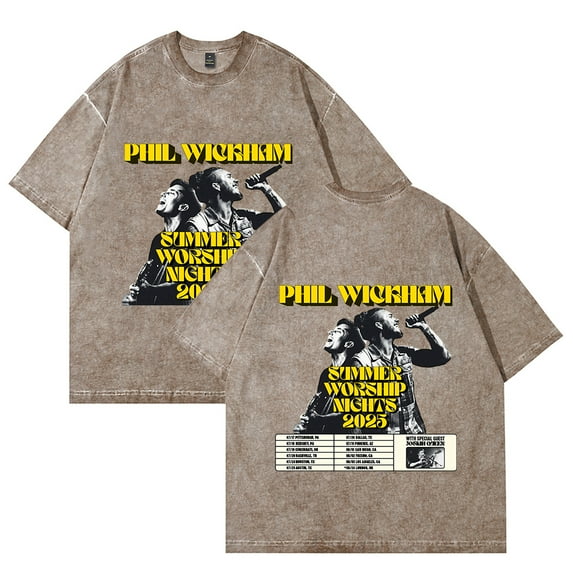 Phil Wickham Summer Worship Nights 2025 T-Shirt Cotton Vintage Wash Tee For Women/Men Short Sleeve Tshirt Streetwear