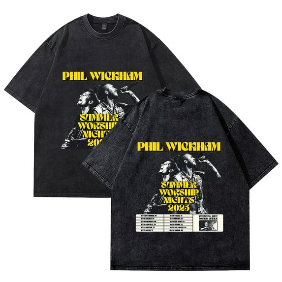 Phil Wickham Summer Worship Nights 2025 T-Shirt Cotton Vintage Wash vintageblack