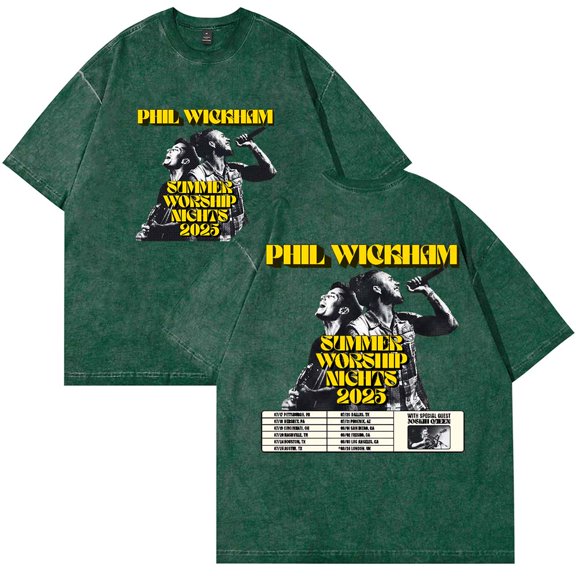 Phil Wickham Summer Worship Nights Tour Merch Cotton T-Shirt Wash Tee Women Men Short Sleeve Crewneck Tee