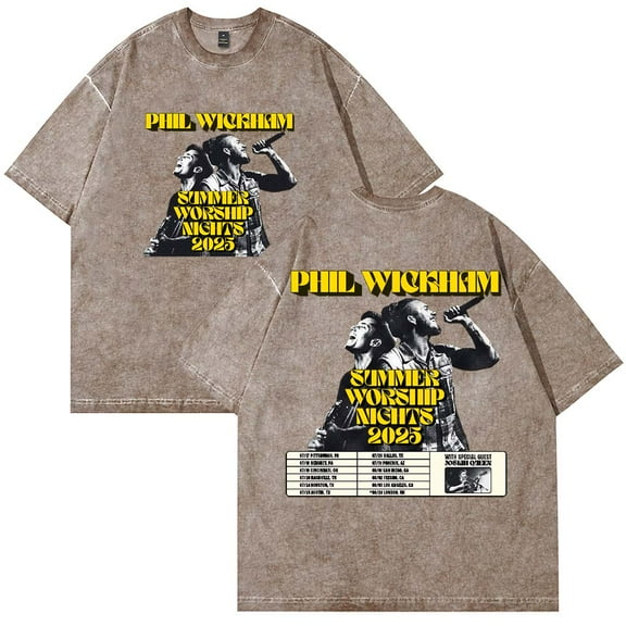 Phil Wickham Summer Worship Nights Tour Merch Cotton T-Shirt Wash Tee Women Men Short Sleeve Crewneck Tee