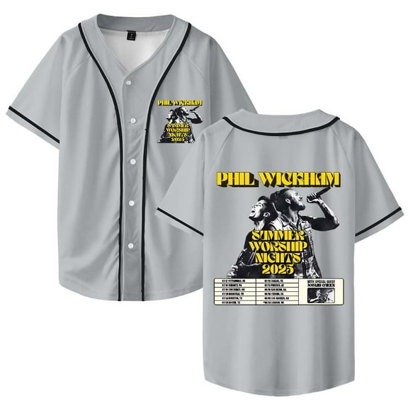 Phil Wickham Worship Nights Tour 2025 Merch Baseball Jacket Cool V-neck Short Sleeve Unisex Streetwear