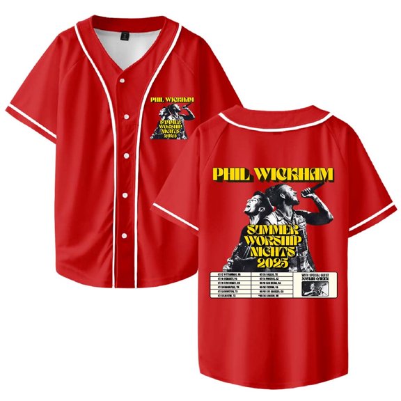 Phil Wickham Worship Nights Tour 2025 Merch Baseball Jacket Cool V-neck Short Sleeve Unisex Streetwear
