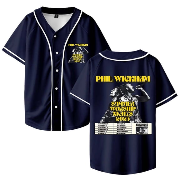 Phil Wickham Worship Nights Tour 2025 Merch Baseball Jacket Cool V-neck Short Sleeve Unisex Streetwear