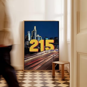 Philadelphia 215 Area Code Poster Photo Print - Bold Retro Home Decor Office Wall Art