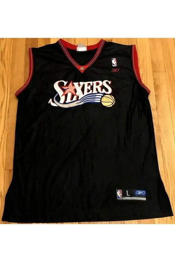 Philadelphia 76ers 2002 through 2005 authentic Reebok black blank jersey (worn)