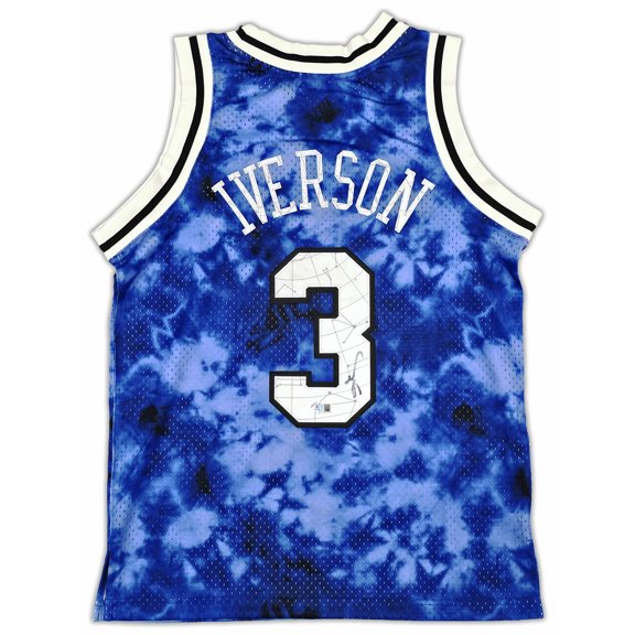 Philadelphia 76ers Allen Iverson Autographed Blue Authentic Mitchell & Ness 1996-97 HWC Swingman Galaxy Jersey Size M Beckett BAS Witness Stock #253620