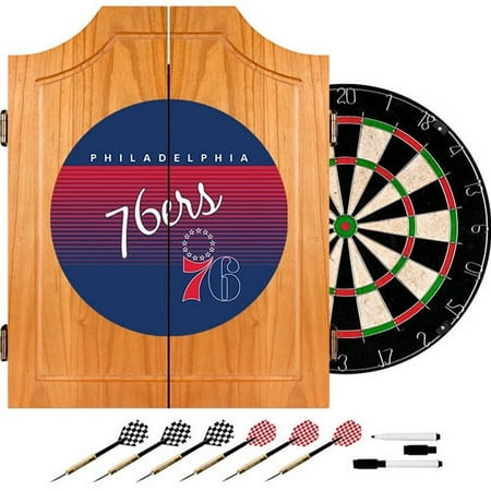 Philadelphia 76ers NBA Hardwood Classics Dart Cabinet Set with Darts and Board - Royal Blue, Red, White