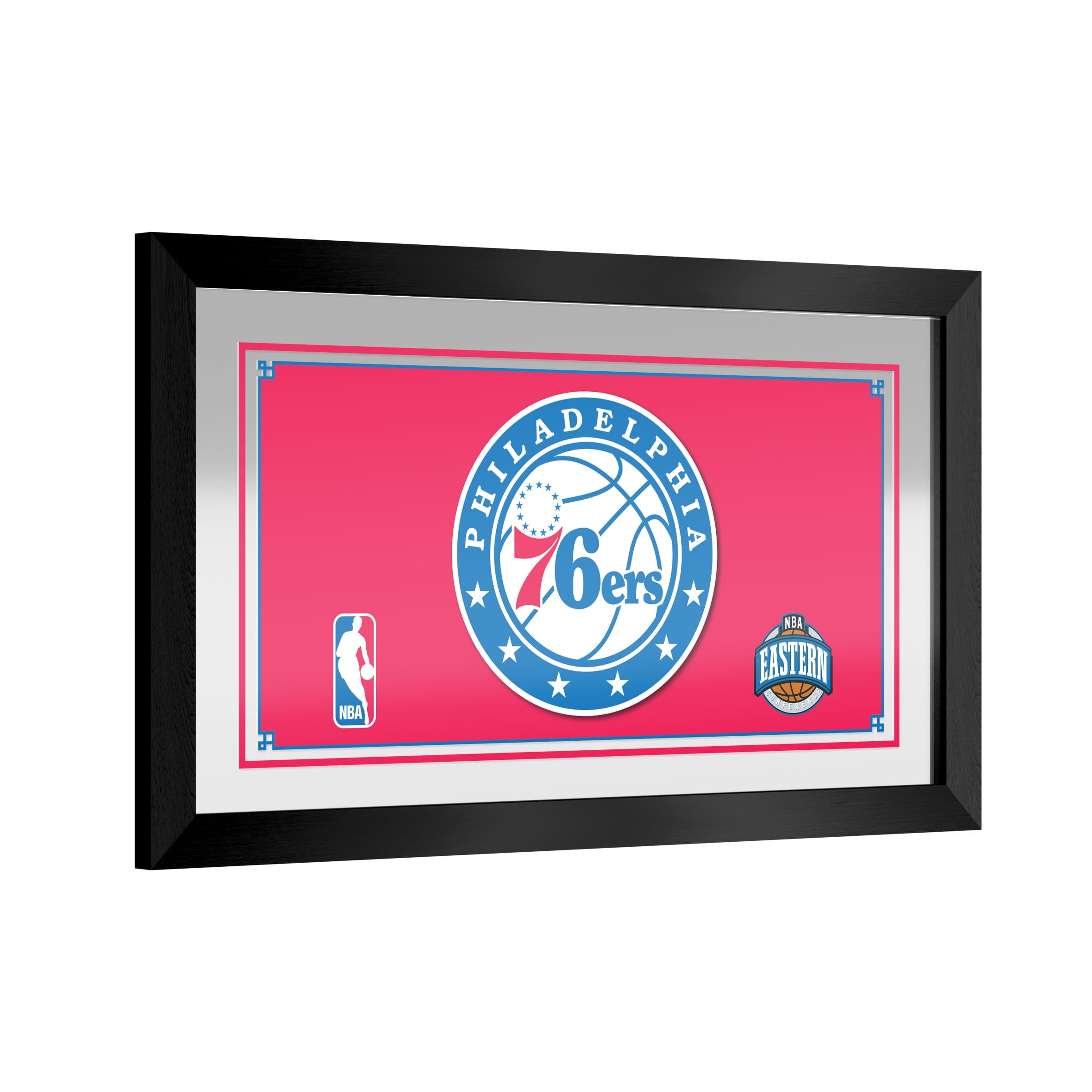 Philadelphia 76ers Logo Ready-To-Hang Black Framed Wall Mirror
