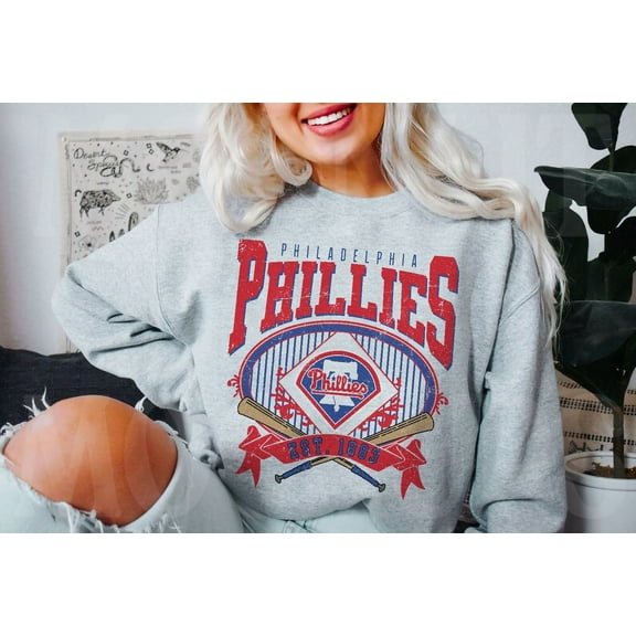 Philadelphia Baseball Sweatshirt | Vintage Style Phillies Baseball Crewneck Sweater | Philadelphia EST 1883 Shirt | Game Day, Ash Color
