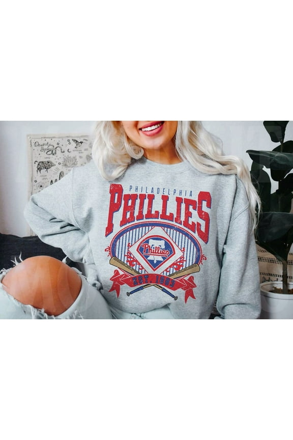 Philadelphia Baseball Sweatshirt | Vintage Style Phillies Baseball Crewneck Sweater | Philadelphia EST 1883 Shirt | Game Day, Ash Color