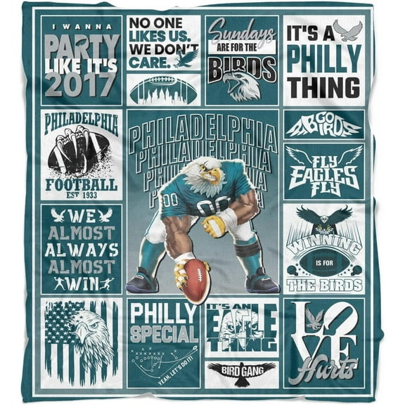 Philadelphia Blanket Football Gifts for Men Women Soft Fleece Throw Blanket Home Decor Merch, 50x60 Inches