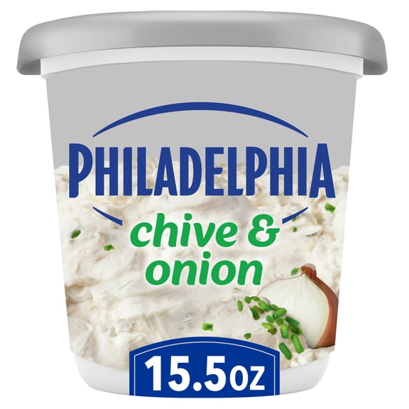 Philadelphia Flavored Cream Cheese Spread, 1 Tub, for Smooth, Spreadable Mornings, Chive & Onion, No Artificial Preservatives, Flavors or Dyes, 15.5 oz