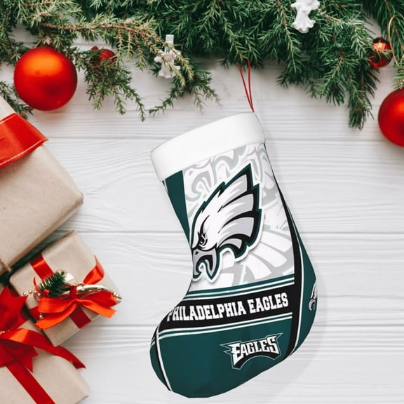 Philadelphia Christmas decorative stockings, American football team personalized Christmas stockings, suitable for fireplace Christmas decorations, holiday party decorations, party gift stockings