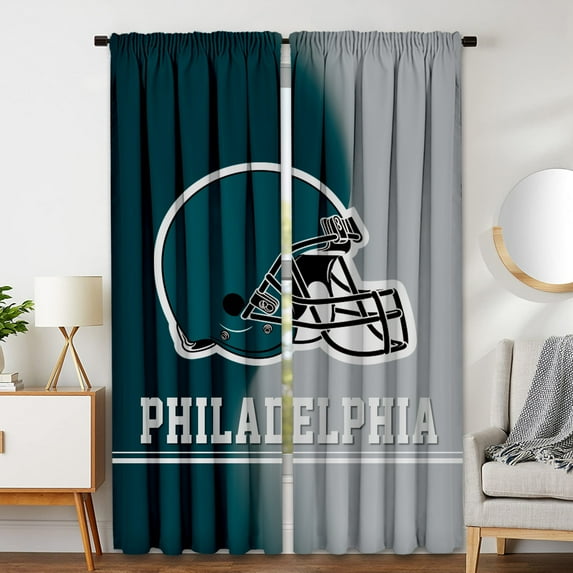 Philadelphia City & Football Team Blackout Curtain Panels - Rod Pocket, 72"Wx84"L, 2 Panels for Bedroom & Living Room