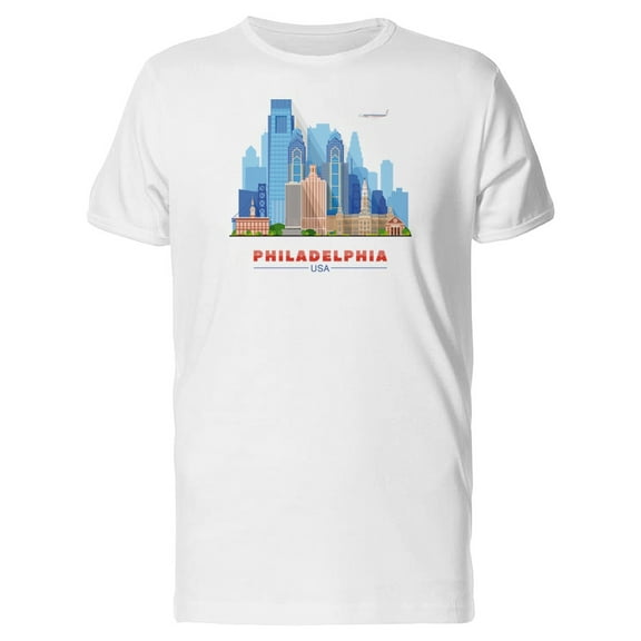 Philadelphia City Illustration T-Shirt Men -Image by Shutterstock, Male Large
