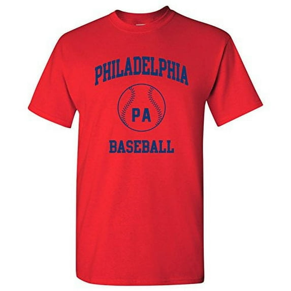 Philadelphia Classic Baseball Arch Basic Cotton T-Shirt - 2X-Large - Red