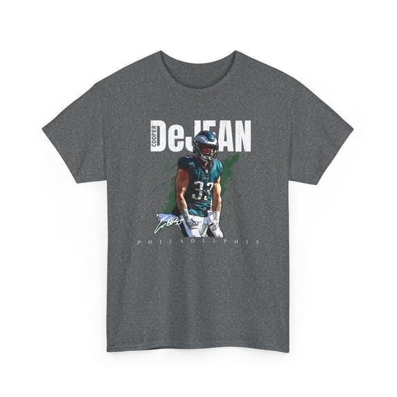 Philadelphia Cooper DeJean #33 Football Cartoon Unisex Heavy Cotton Tee-KFCD001-Graphite Heather-XL