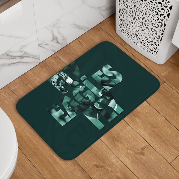 Philadelphia Crystal Velvet Lock Edge Floor Mat 40" x 60", Football Team Themed Entryway Floor Mat, Kitchen and Living Room Floor Mat for Home Decor Area Rug