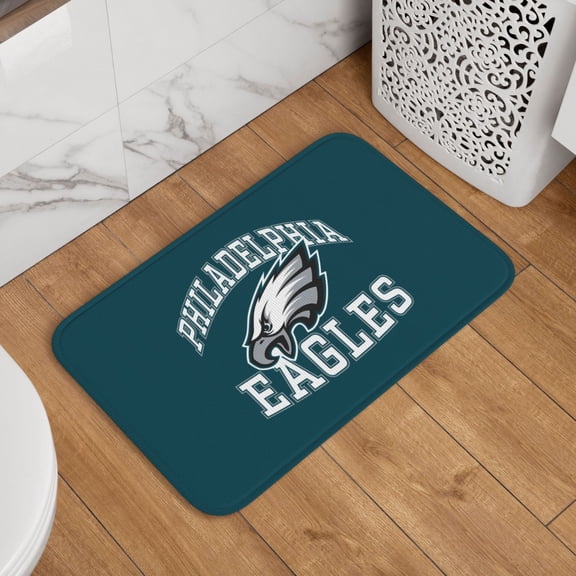 Philadelphia Crystal Velvet Lock Edge Floor Mat 40" x 60", Football Team Themed Entryway Floor Mat, Kitchen and Living Room Floor Mat for Home Decor Area Rug