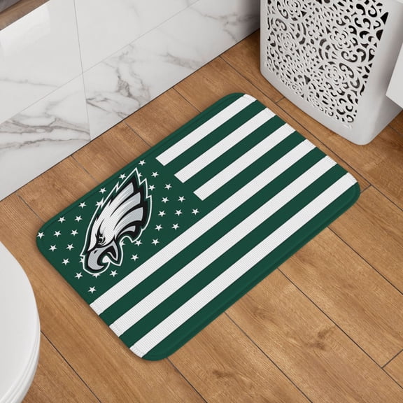 Philadelphia Crystal Velvet Lock Edge Floor Mat 40" x 60", Football Team Themed Entryway Floor Mat, Kitchen and Living Room Floor Mat for Home Decor Area Rug