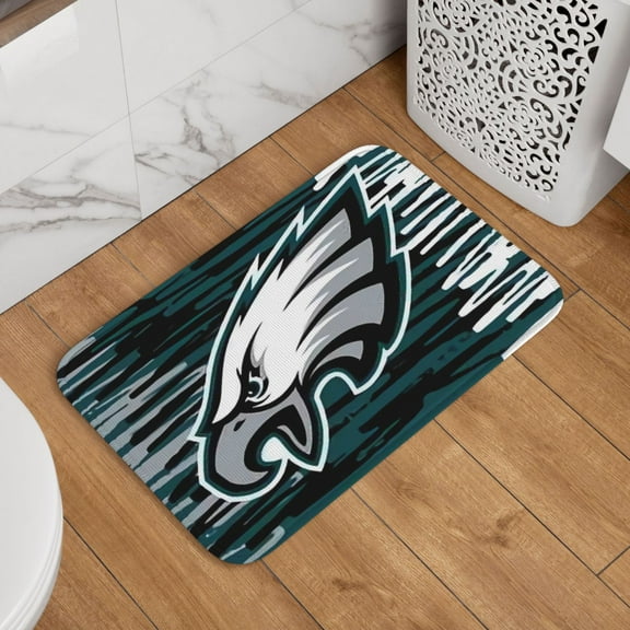 Philadelphia Crystal Velvet Lock Edge Floor Mat 40" x 60", Football Team Themed Entryway Floor Mat, Kitchen and Living Room Floor Mat for Home Decor Area Rug