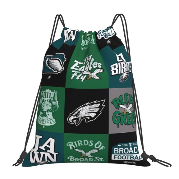 Philadelphia Drawstring Bags Gym Bag Backpack Draw String Sackpack Lightweight Waterproof Durable Daypack for Travel,Swimming, Beach Football Game Fans Gift