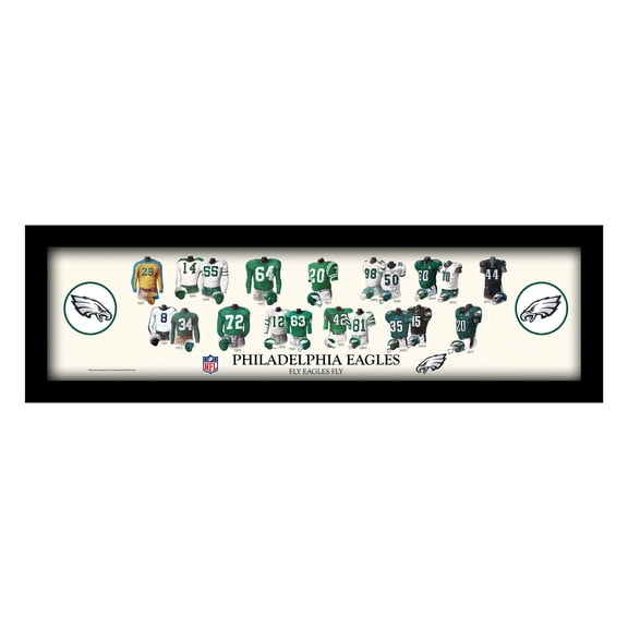 Philadelphia Eagles 12" x 36" Team Uniform Heritage Framed Wall Art