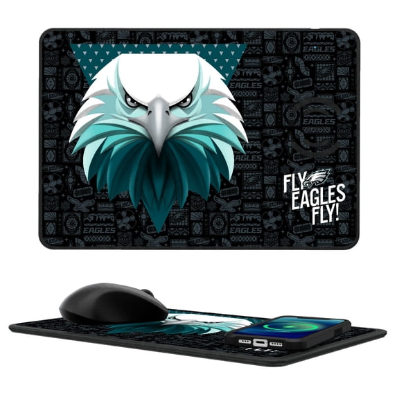 Keyscaper Philadelphia Eagles 2024 Illustrated 15W Fast Wireless Charger and Mouse Pad