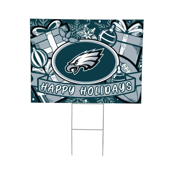 Philadelphia Eagles 24" x 18" Happy Holidays Christmas Outdoor Staked Yard Sign