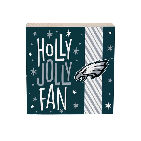 Philadelphia Eagles 6" Holiday Wood Plock Shelf Sign