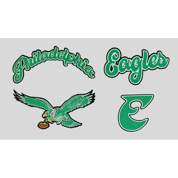 Philadelphia Eagles Chenille Patch 4 pcs Lot 80's & 90's Iron-On / Sew-On