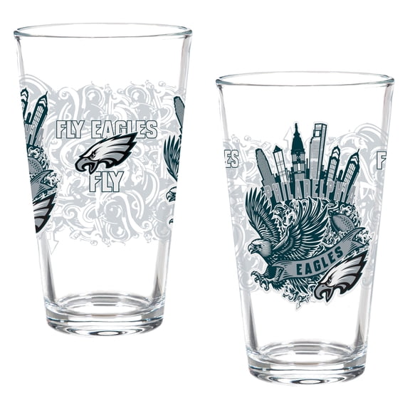 Philadelphia Eagles Hometown Series 16oz Pint Glass 2-Piece Set with Gift Box