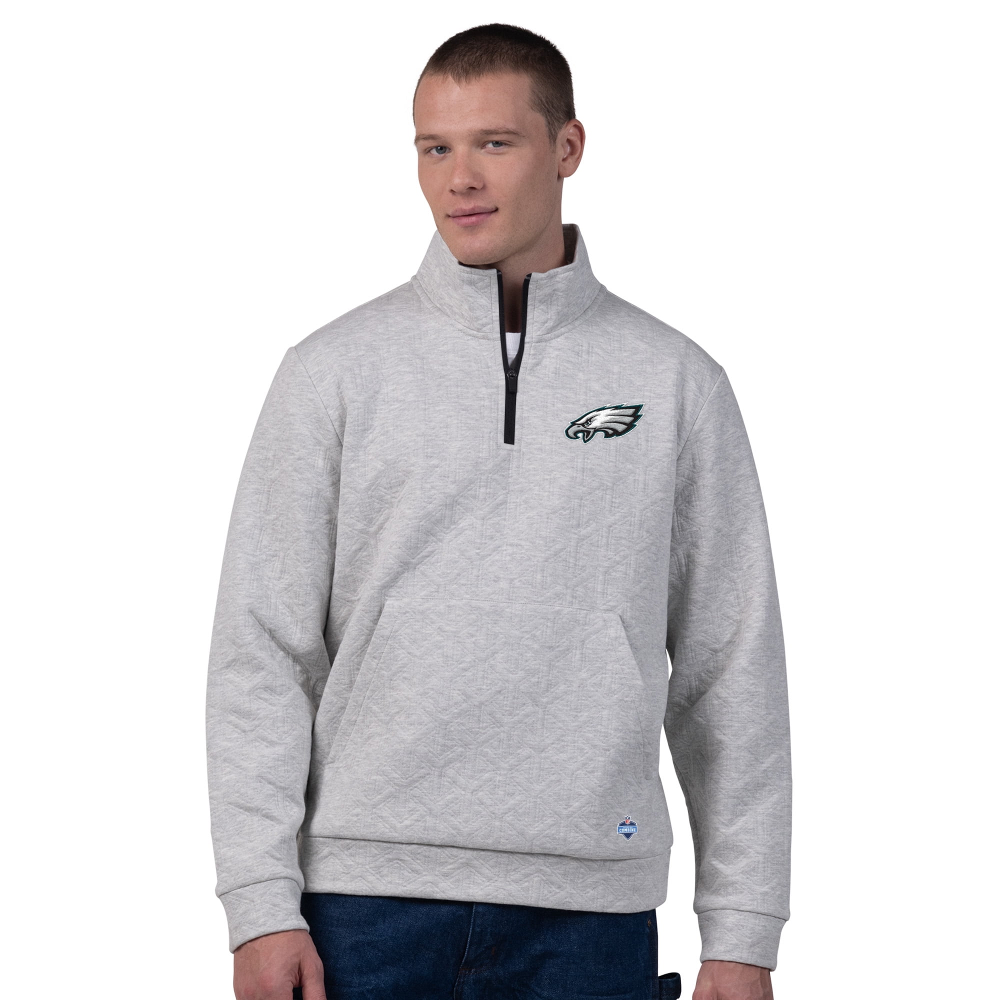 Philadelphia Eagles Men's NFL Combine Textured 1/4 Zip Pullover Longsleeve Fleece