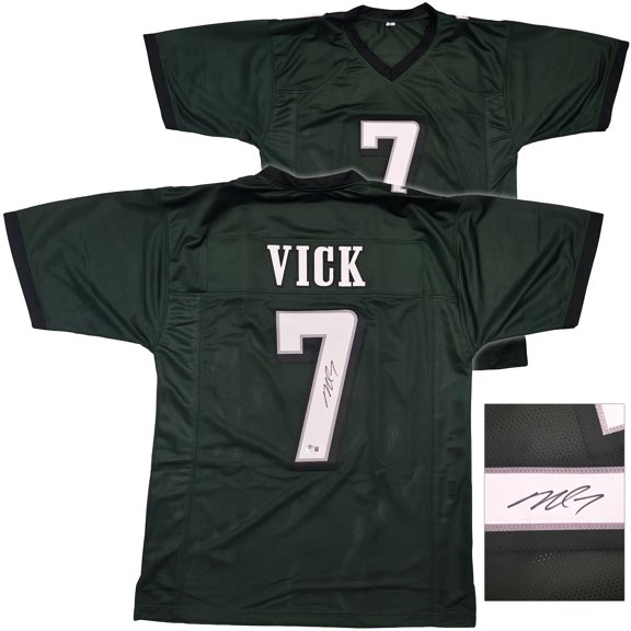 Philadelphia Eagles Michael Vick Autographed Green Jersey Beckett BAS Witness 253384
