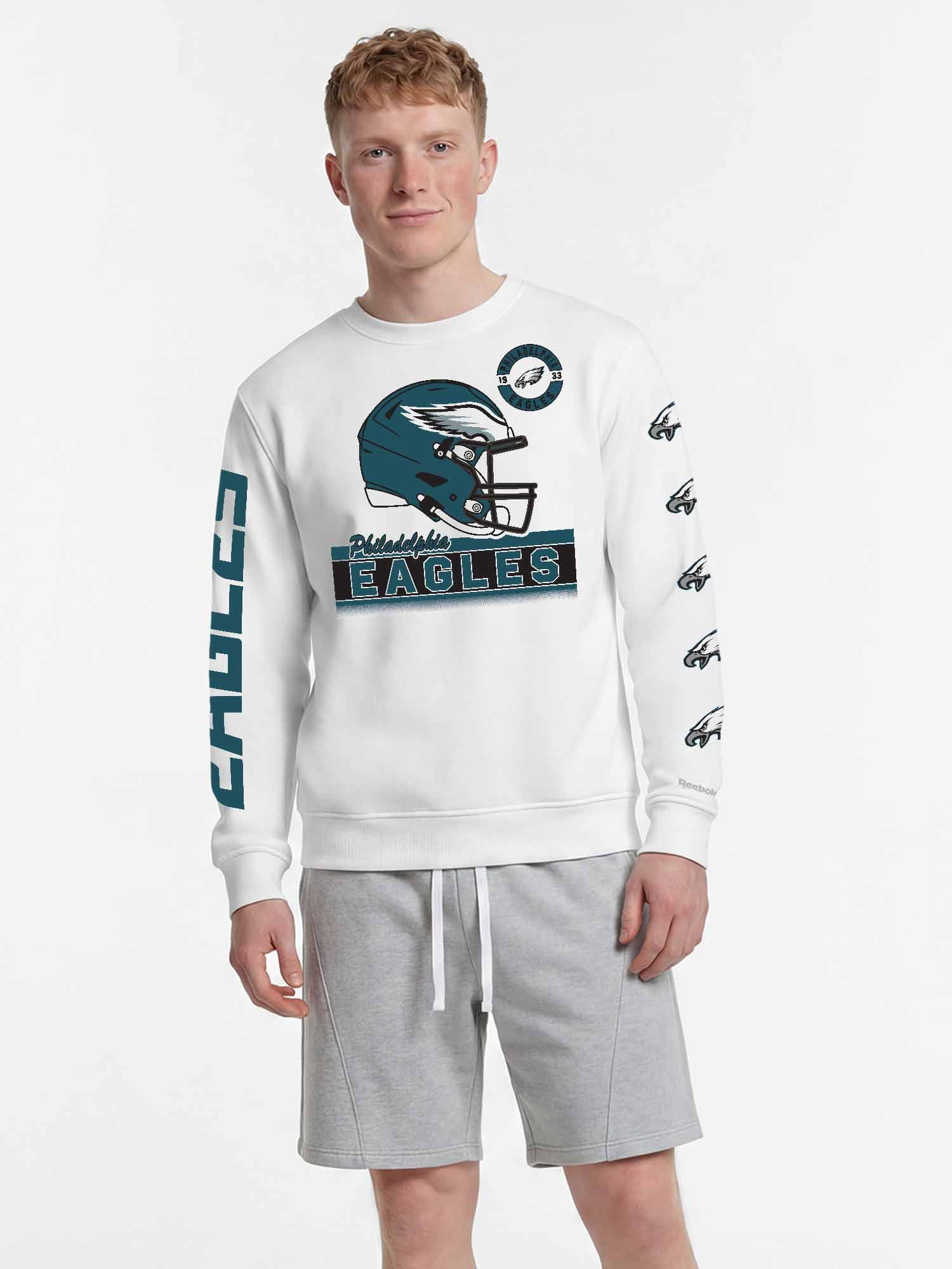 Philadelphia Eagles Reebok Mens White Crew Sweatshirt