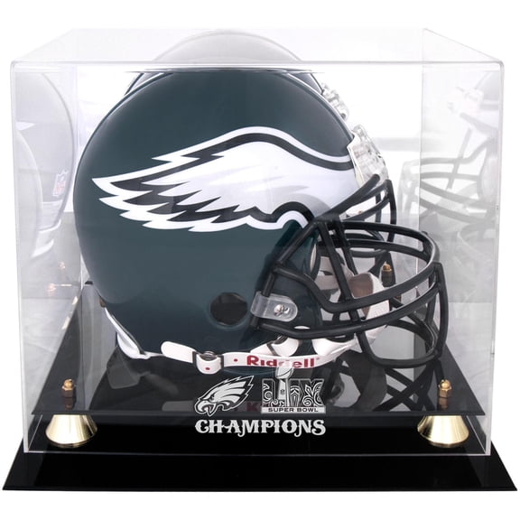 Philadelphia Eagles Super Bowl LIX Champions Golden Classic Helmet Logo Display Case - Fanatics Authentic Certified