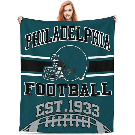 Philadelphia Fans Blanket Gifts 50x60 inches Soft Lightweight Flannel Throw Blanket for Men Women Youth Kids Classic Football Team Color Blankets for Sofa Bed Bedroom Living Room