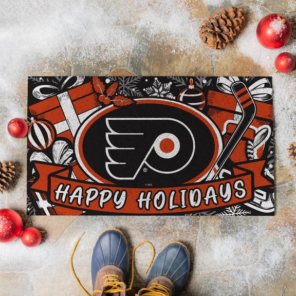 Philadelphia Flyers 28" x 16" Happy Holidays Christmas Turf Door Mat