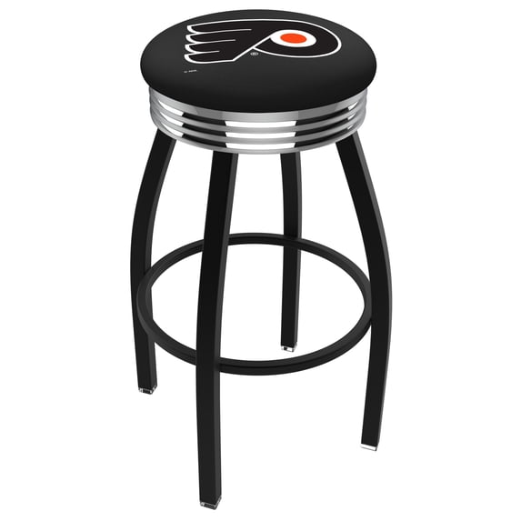 Philadelphia Flyers 30" Wrinkle Swivel Bar Stool with Chrome Ribbed Accent Ring