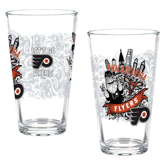 Philadelphia Flyers Hometown Series 16oz Pint Glass 2-Piece Set with Gift Box