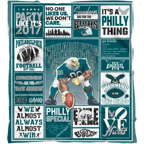 Philadelphia Football Blanket Gifts for Men Women Boys Fleece Throw Blanket, 60" x 50"