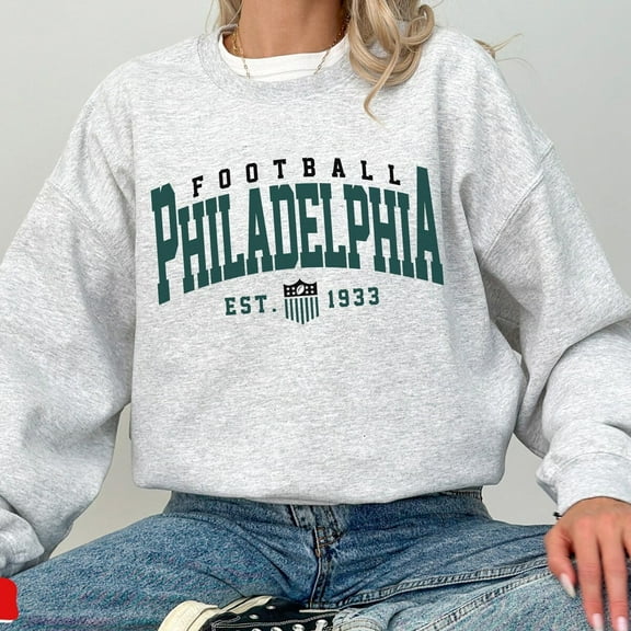 Philadelphia Football Crewneck Sweatshirt , Eagle Sweatshirt, Philadelphia Game Day, Eagle Gift, Sunday Football,Ash Color,Size 2XL