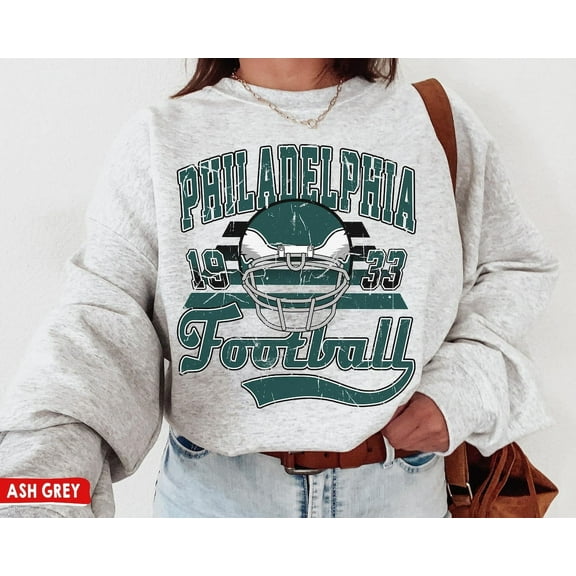 Philadelphia Football Crewneck Sweatshirt, Vintage Eagle Sweatshirt, Philadelphia Game Day, Eagle Gift, Ash Grey Color, Size S